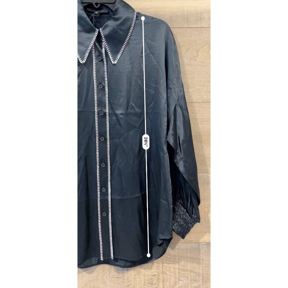 NWOT AllSaints Charli Stitch black Shirt top size US 4 - Picture 8 of 12